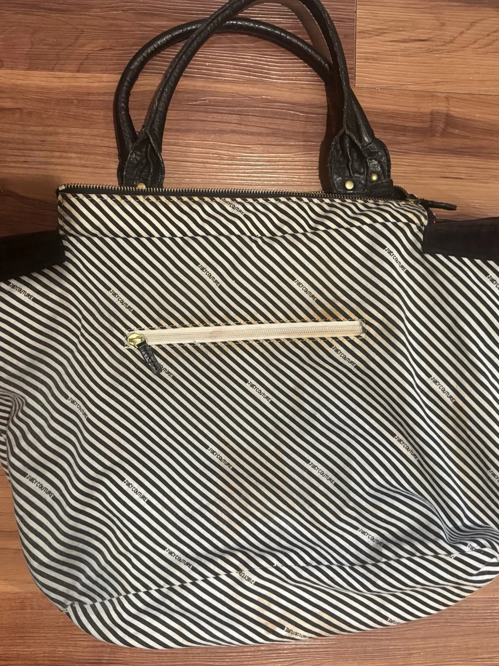 Juicy Couture Black Velvet Tote with Red Crest Motifs